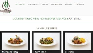 Screenshot of the Caveman Chefs Home Page - The Caveman Chefs company offering food delivery service Tucson options, focuses on unique, homemade Paleo meals, flexible with allergy or food requirement needs. Their healthy meal delivery Tucson plans allow you to select the number of meals per week as well as the size of the meals. If you've tried all the Tucson Paleo restaurants, or are looking for a takeout style solution for nights you don't want to cook, Caveman Chefs could be just the service you are looking for, an alternative to Paleo restaurant Tucson options.