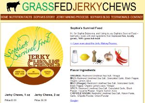 Sophia’s Survival Foods Website Screenshot