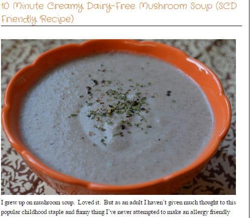 10 Minute Creamy Dairy-Free Mushroom Soup from The Tasty Alternative – Quick/Fast Recipe, 5 Ingredients or Less, Creamy, Coconut Free, SCD and Paleo Friendly