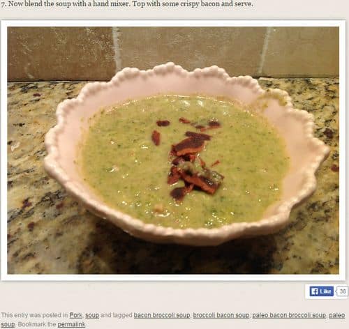 Broccoli Bacon Soup from Fit Paleo Mom - Bacon