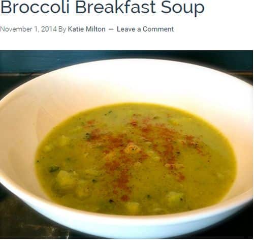 Broccoli Breakfast Soup from the Ultimate Paleo Guide - Bone Broth, frozen broccoli, coconut free