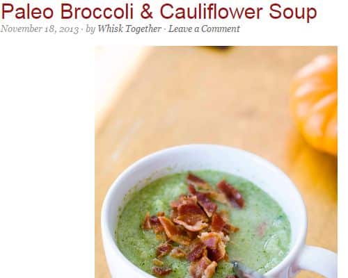 Paleo Broccoli & Cauliflower Soup by Whisk Together - Cauliflower, Microwave, Roasted Garlic