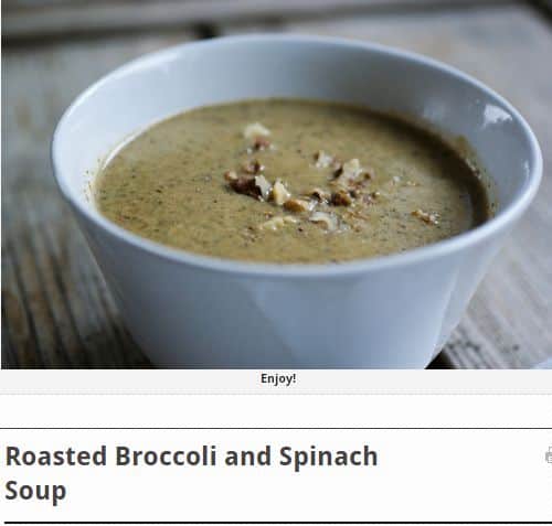 Roasted Broccoli and Spinach Soup from Swiss Paleo - Roasted, Spinach, Bone broth