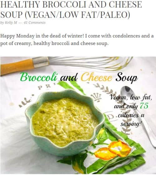 Broccoli and Cheese Soup from Foodie Fiasco - Paleo Vegan, Frozen Broccoli, Almond Milk, vegan broccoli cheese soup