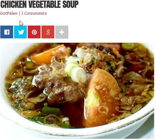 Chicken Vegetable Soup from The Paleo Diet (Dr. Loren Cordain) – Chicken, No Broth Required