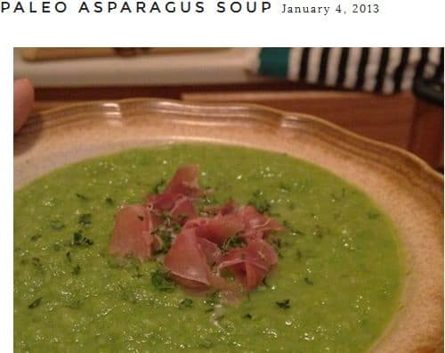 Paleo Asparagus Soup from Worthy Pause – Frozen Asparagus, Spicy, Prosciutto, Chicken Broth