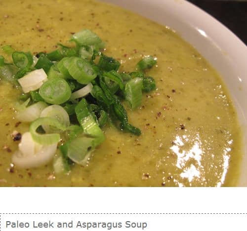 Paleo Leek and Asparagus Soup from Paleoaholic – Chicken Stock, Leeks, Paprika