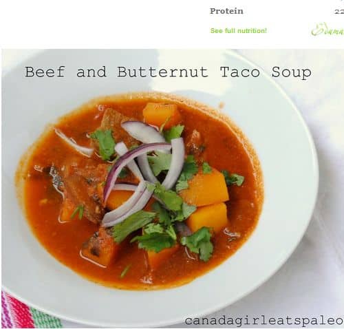 One Pot Paleo Beef Taco Soup from Canada Girl Eats Paleo - Slow Cooker, Butternut Squash, Bone Broth