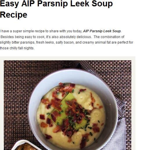 Easy AIP Parsnip Leek Soup Recipe from Paleo Cajun Lady - AIP, Parsnip, Bacon, Quick