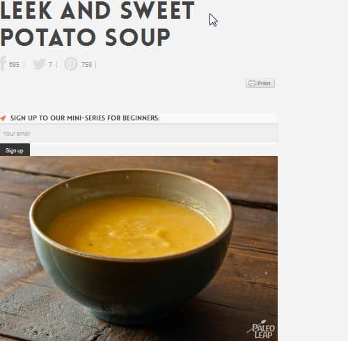 Leek and Sweet Potato Soup from PaleoLeap - Sweet Potato, Simple, Cumin