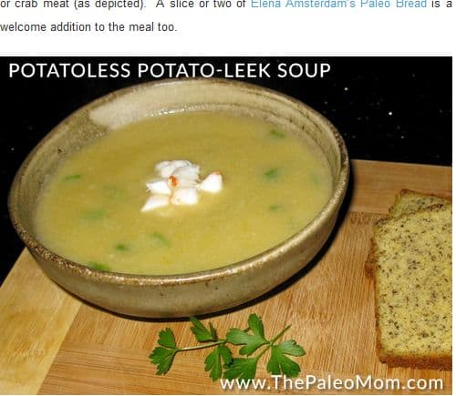 Potatoless Potato Leek Soup from the Paleo Mom - Bone Broth, Creamy