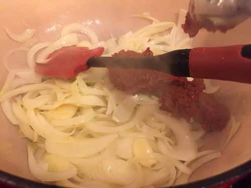 adding the curry paste - Paleo Coconut Thai red Curry Recipe