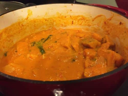 Adding Thai Basil to the Gluten Free Thai Red Curry with Coconut Milk (Paleo red curry recipe)
