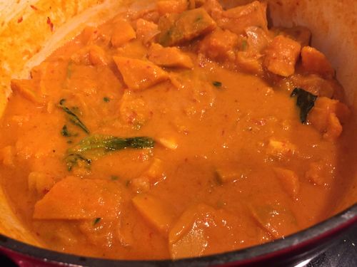 Once kabocha is soft, season and eat - your Paleo pumpkin curry is ready