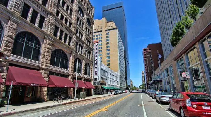 Featured Image - Downtown restaurants in Denver Colorado. This article covers eating out, paleo food delivery and paleo takeout options in the Denver metro area, including strict paleo restaurants to general gluten free and grain free restaurants that cater to paleo eaters and are helpful with food subsitutions, and delivery services that service the Denver and Boulder areas that can ship paleo compliant food straight to your door 