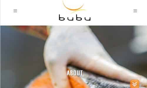 Screenshot of the Bubu website - a local area Denver restaurant offering high quality ingredients, Paleo bowls and other Paleo friendly dishes that you assemble yourself via a choose your own adventure model