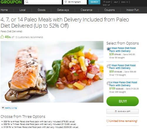 Even Groupon has run deals with paleodietdelivered.com in the past for select cities, offering big savings