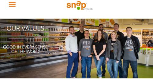 screenshot of the Snap Kitchen website 