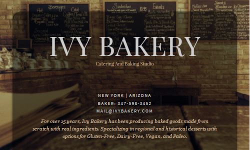 Screenshot of the Ivy Bakery website - Ivy bakery is a popular Soho bakery that has been in business for a long time - over 15 years. During that time, they have made a transition from a traditional bakery, to a NYC gluten free bakery, to now being a first NYC paleo bakery as well as offering other specialty items, such as NYC vegan bakery and NYC dairy free bakery products. They have also transitioned to being a catery only bakery, where paleo baked goods are delivered to you rather than you visiting their retail location. One interesting fact is that the owner and head baker has over the last number of years transitioned herself (Daniellan Louie) to a paleo diet and has hosted a number of event and dinner parties with catered paleo cuisine over the years. What better person to work with for a custom paleo cake for your next major life event than someone who has many years of baking experience, and knows the ins and out of the paleo diet as they follow it themselved. With all of those years of experience in the industry (they had been a loved bakery in Soho for many years) they are definitely a great option for paleo nyc foods and baked goods.