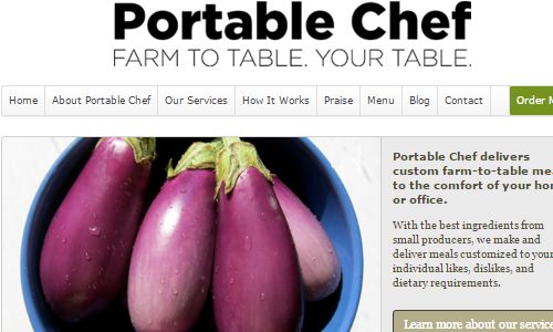 Screenshot of the Portable Chef NYC home page - The portable chef is a local NYC chef offering food delivery services in the tri state area. He has an understanding of paleo princiiples, mentioning them frequently on his website and within recipes, but will customize your meal delivery to fit whatever food requirements you may have, such as paleo vegan, paleo vegetarian, AIP, Wahls, dairy allergies, gluten allergies, egg allergies, gluten sensitivity, nightshade sensitivities, nut allergies, you get the idea. If you are looking for organic meal delivery nyc choices or paleo meals nyc options or gluten free nyc customized meals, the portable chef is your man. That said, totally customized and delivered food is not cheap as it doesn't have the economies of scale of the paleo food delivery businesses listed below, so this option probably makes the most sense for those with really specialized food requirements and restrictions.
