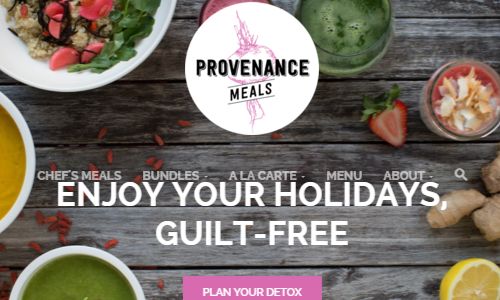 Screen shot of the Provenence Meals NYC website - Provenence meals offers high quality locally sourced, healthy, organic meal delivery nyc meal options. They focus their effort on the healthy living crowd more so than the paleo crowd, but the owners believe in paleo principles. Their menu is marked as paleo where appropriate. If you are looking for paleo meals delivered nyc options, gluten free nyc options or organic food nyc options, they are a company worth checking out.