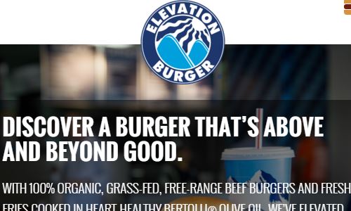 Elevation Burger Website pictures - Elevation Burger is a great place for some of the best paleo fast food burger options you will find. This restaurant offers 100% grass fed beef burgers, and lists all ingredients in their fresh toppings. In addition, they are considered to be one of the most knowledgeable and tolerant of the burger places offering lettuce wraps instead of buns (some places you will find employees that don't know what you are talking about, but not at Elevation Burger typically). Given their commitment to organic beef and grass fed proteins, elevation burger is on of the best options for paleo eating out fast food 