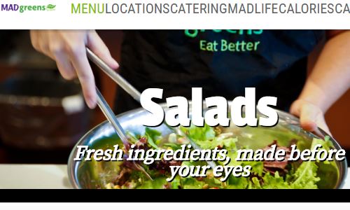 Screenshot of the Mad Greens Site - Mad Greens is a healthy salad and fresh juice chain focused on the US southwest at the moment. Of note is that they do offer customizable salads and offer one of the best paleo fast food options in those areas (other than specialized paleo businesses). If you are looking for paleo fast food options, it's definitely worth checking out Mad Greens. As long as you are careful with what you order, it is definitely possible to get something fully paleo there. 