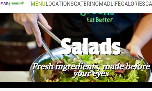 Screenshot of the Mad Greens Site - Mad Greens is a healthy salad and fresh juice chain focused on the US southwest at the moment. Of note is that they do offer customizable salads and offer one of the best paleo fast food options in those areas (other than specialized paleo businesses). If you are looking for paleo fast food options, it's definitely worth checking out Mad Greens. As long as you are careful with what you order, it is definitely possible to get something fully paleo there.