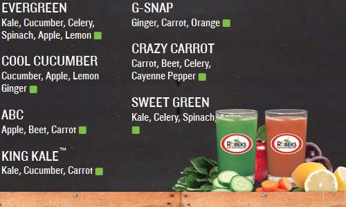 Screenshot of the Robeks Home Page - Another option for paleo fastfood fresh pressed juice on the west coast