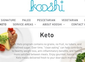 Kooshi (homepage pictured) offers Los Angeles Paleo meal deliver plans