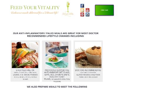 Feed your Vitality, home page screenshot pictured, offers autoimmune medical food plans and custom GAPS and SCD delivery plans for residents of St Louis MO. Lucky St. Louis residents are able to purchase SCD food for sale customized to their medical needs and delivered to their home or office or to be picked up at downtown pickup locations, similar to a restaurant offering GAPS takeout or SCD takeout