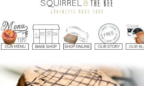 Screenshot of the Squirrel & the Bee grainless bake shop homepage - Whether you are SCD, gluten free or Paleo or just watching what you eat, there are now calories in paleo banana bread offerings from companies like Squirrel & the Bee grainless bake shop . Our list of the grain free banana bread options on the market, Hopefully we will outline the best banana almond bread options in this guide.