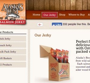 Screenshot of the Alaska's Best website - The alaska's best salmon jerky is quite popular, likely due to it being a wild salmon product sourced exclusively in Alaska, which tends to have sustainable fishing. If you are in the market for dehydrated fish jerky, Alaska's best is one readily available option. 