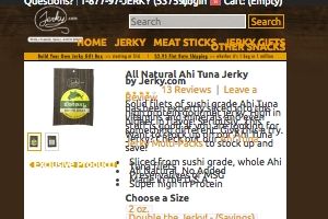 Screenshot of the Jerky.com homepage - Whether you are SCD, gluten free or Paleo or just watching what you eat, there are now Primal/Less Strict: Ahi Tuna Jerky offerings from companies like Jerky.com . We have outlined a lot of freeze dried tuna products in this post. We cover many dried ahi options to give insight into your buying decision.