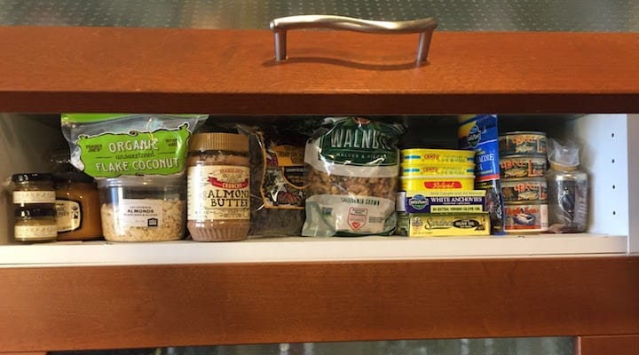 Photo of a number of Paleo shelf stable products (in my pantry). These types of Paleo products could all have been purchased by the online stores covered in this article covering where to buy paleo food online. Getting Paleo meals or ordering items from places such as Thrive Market and Amazon Fresh's Thrive Market's Paleo online shop may be just what you are looking for.