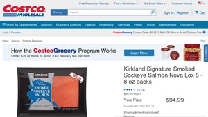 Screenshot of the Kirkland Signature homepage - Our list of the smoked salmon healthy options on the market, With several native american smoked salmon options, Kirkland Signature is a great company to know about With several smoked wild sockeye salmon options, Kirkland Signature is a great company to know about 