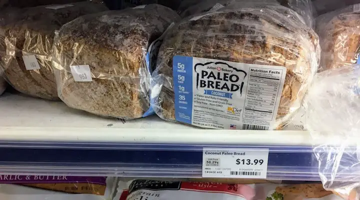 Photo of Paleo Sandwich Bread Brands in grocery store - this article covers a number of prepackaged off the shelf brands.  BaseCulture  specializes in wholesome foods like paleo sandwich bread coconut flour options. They offer some viable coconut sandwich bread products. In this article, we cover products that provide dairy free sandwich bread options from companies like Mikey's. With their vegan gluten free sandwich bread products,  Great Low Carb Bread  is a good candidate for your short list. 