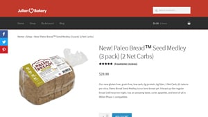 Screenshot of the Julian Bakery homepage - If you are in the market for Other Grainless Bread Brands products, Julian Bakery is worth checking out. For those seeking grain free bread brands products, we have you covered. Julian Bakery offers no grain bread options, 