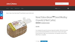 Screenshot of the Julian Bakery homepage - If you are in the market for tapioca bread products, Julian Bakery is worth checking out. Julian Bakery specializes in wholesome foods like tapioca flour keto options. Your tapioca flour banana bread options have expanded. Julian Bakery makes it relatively easy. 