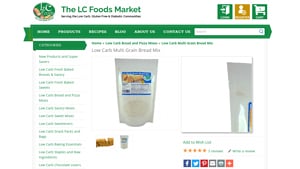 Screenshot of the Lc-foods homepage - We researched Low Carb Bread Mix Brands and this article covers everything we found (like options from Lc-foods. Whether you are SCD, gluten free or Paleo or just watching what you eat, there are now gluten free waffle mix offerings from companies like Lc-foods . Lc-foods offers gluten free yeast free bread mix options, 