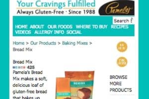 Screenshot of the Pamela's Products homepage - finding gluten free bread mix products is no longer a challenge. Pamela's Products tends to offer at least one gluten free bread machine mix option. gluten free bread flour mix brands, including those from Pamela's Products. 