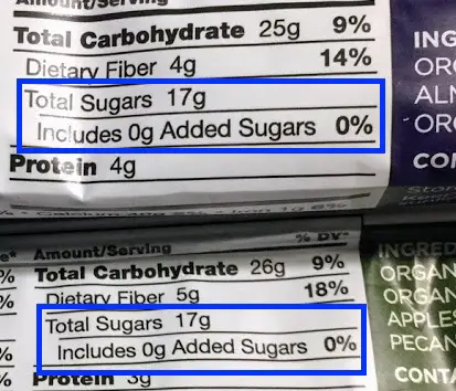photo of the Freedom Bar nutrition panel (zoomed in) for 2 bars - For those looking for specific carbohydrate diet bars, Freedom Bar was created just about specifically for you. Although larabar specific carbohydrate diet options and gaps diet options tend to be relatively plentiful, Freedom Bars were created by someone specifically with Crohn's disease for people on specialty diets
