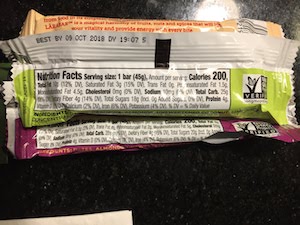 Photo of the back side of larabars - this section of the article list lara bars whole 30 compliant product offerings. 